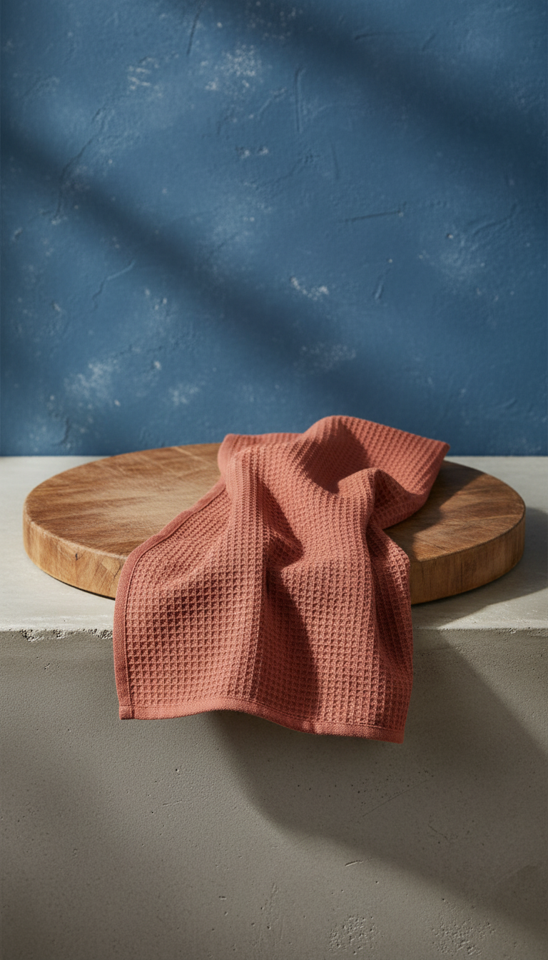 Cotton Kitchen Towel in Tomato Red in a new setting