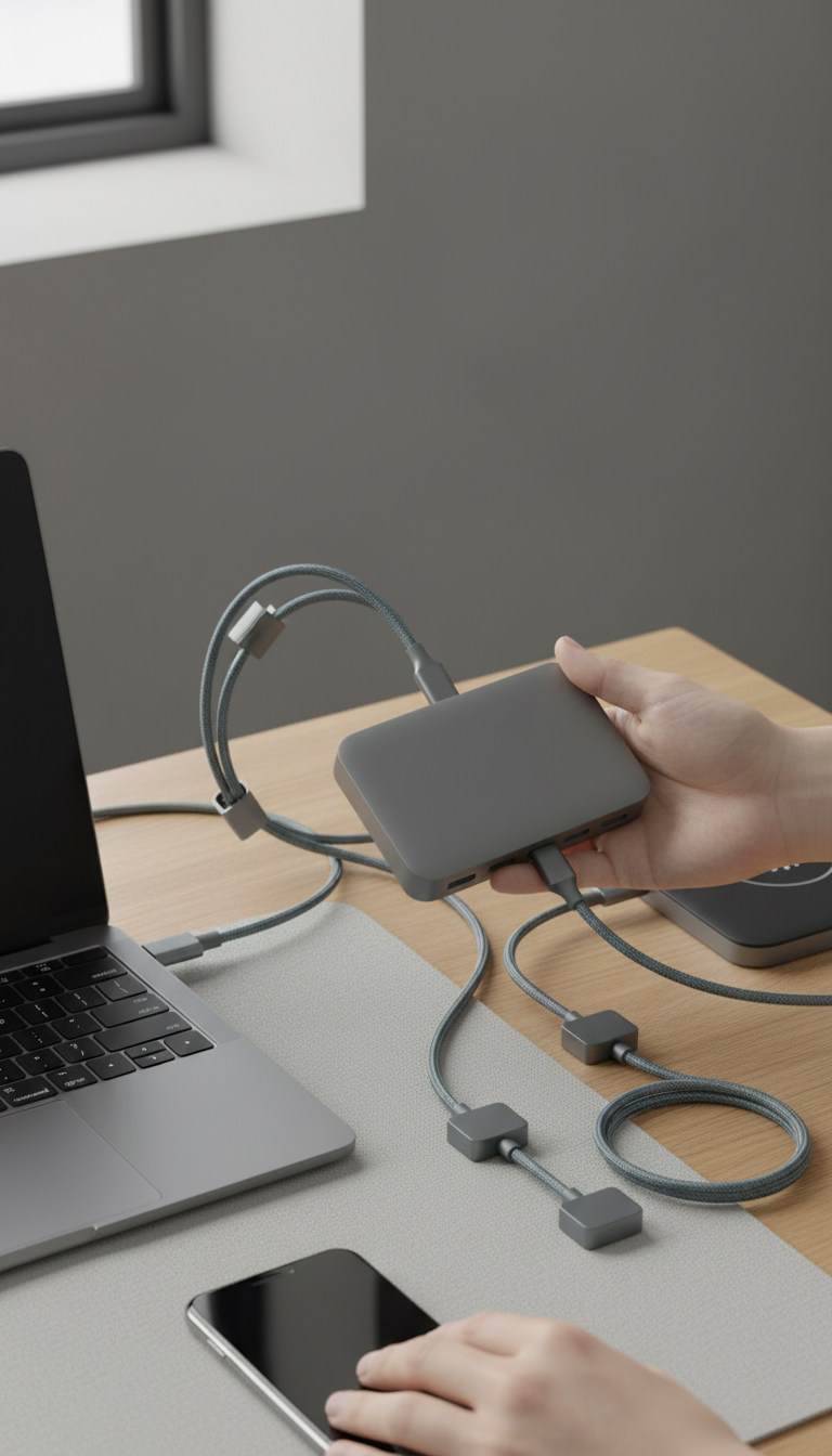 Slate Multi-Port USB-C Hub in use